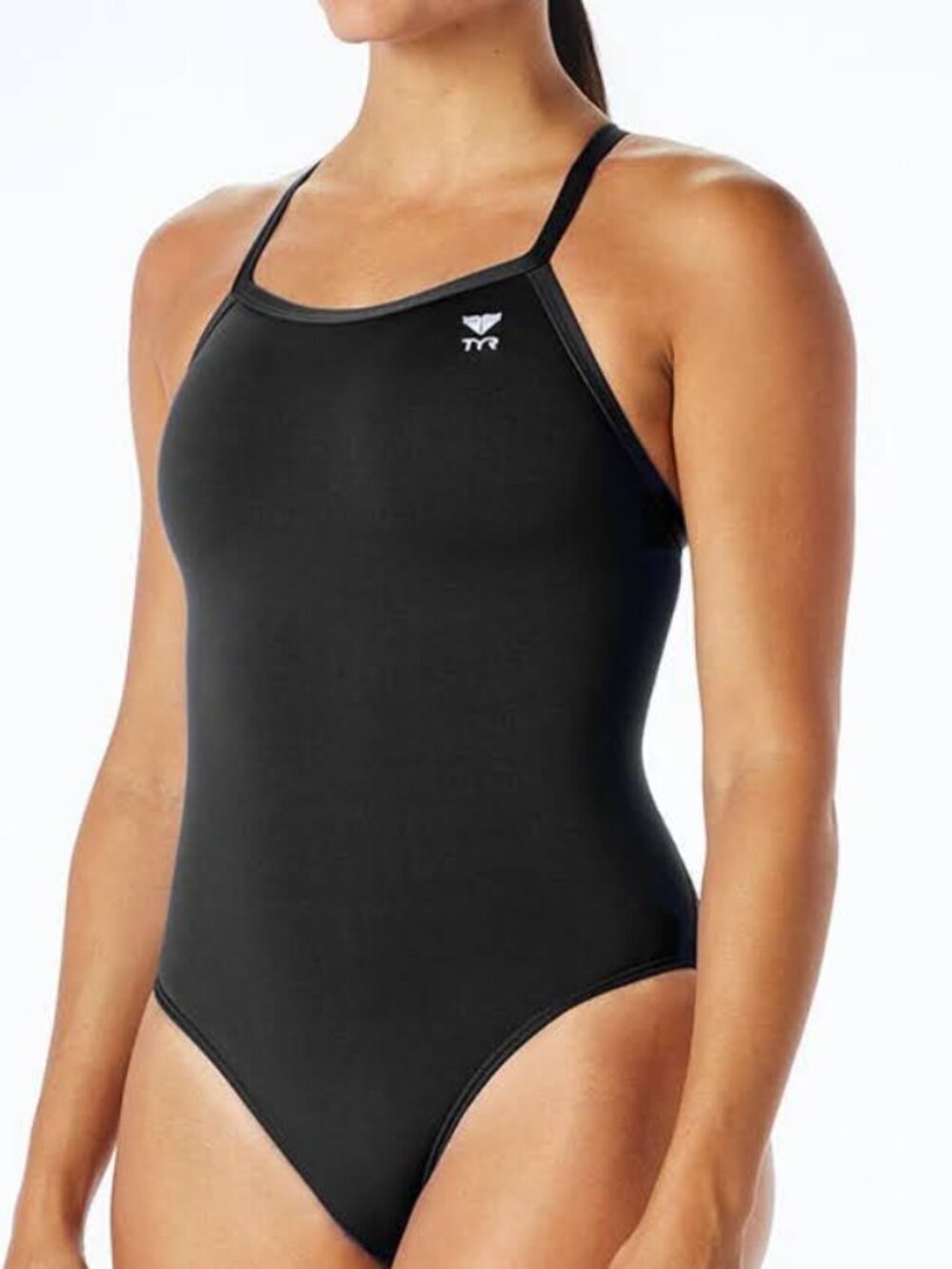 TYR One Piece Swimsuit Black Athletic Lap Swim Training Suit Size 36 M US 10 NWT